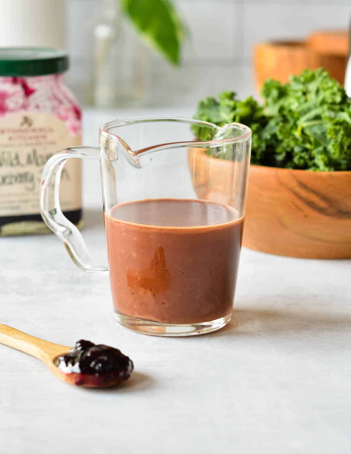 a cup of balsamic dressing.