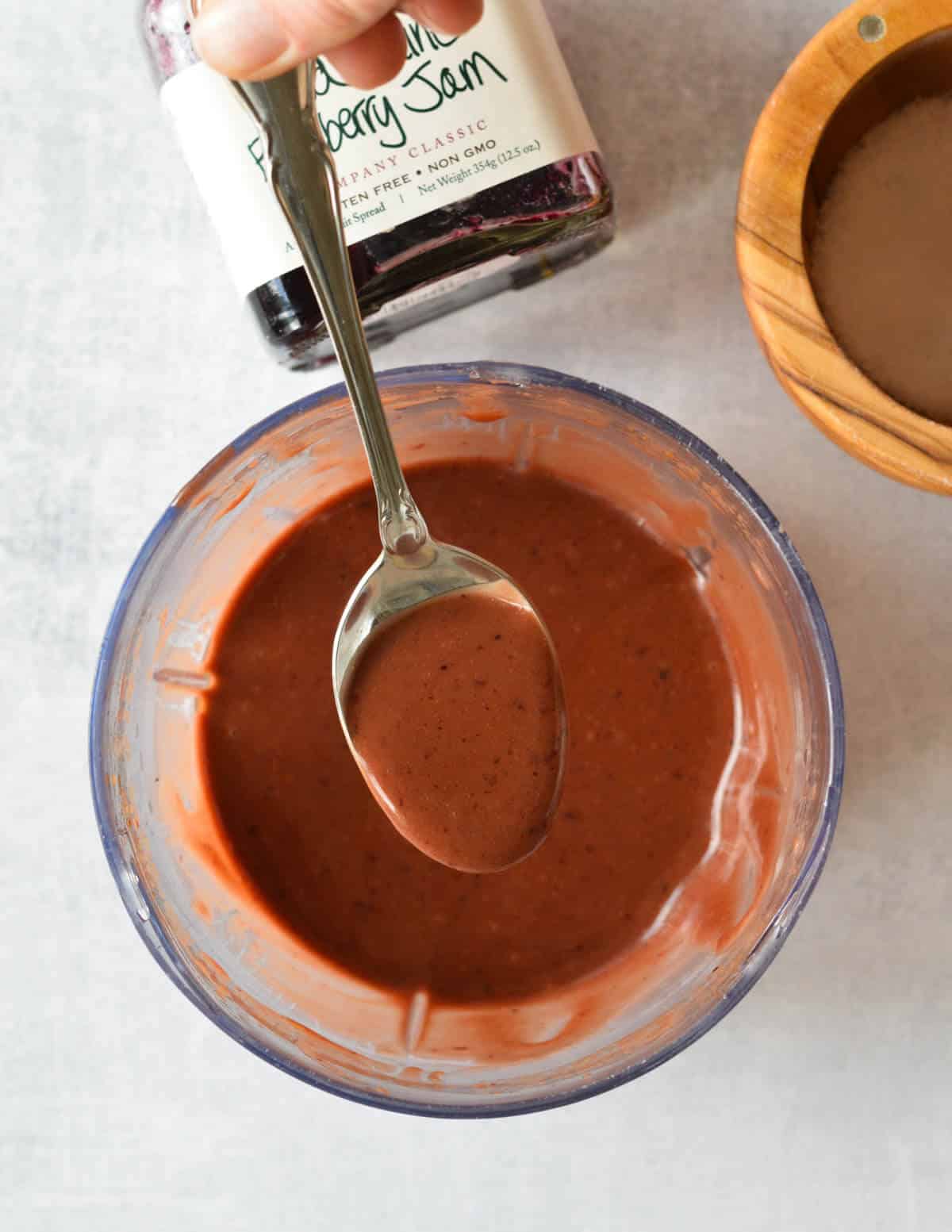 a spoonful of balsamic dressing.