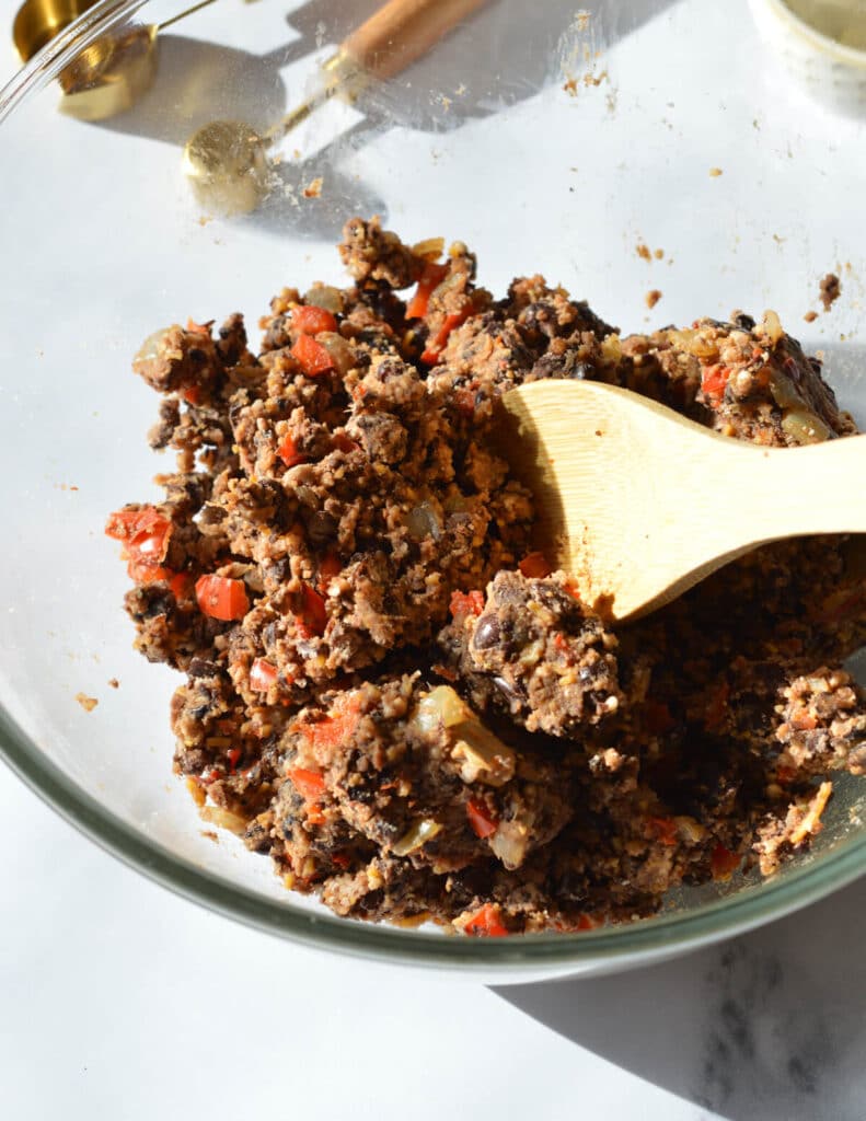 Spicy Black Bean Burger - caramel and cashews