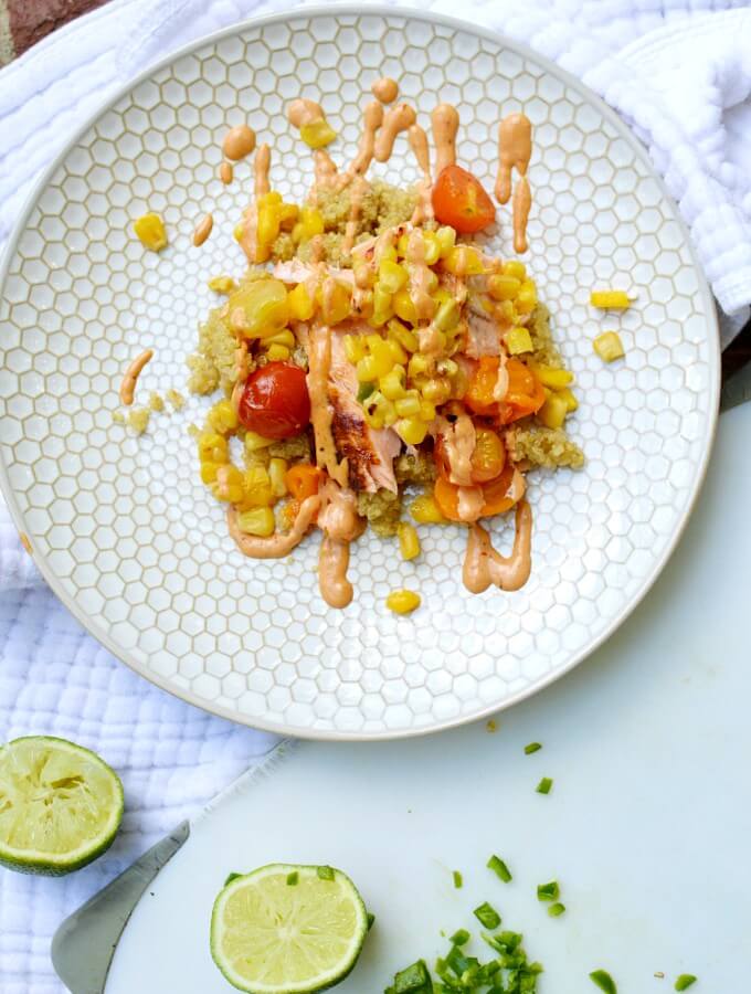 salmon quinoa bowl