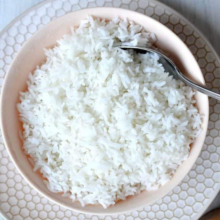 a bowl of white rice.
