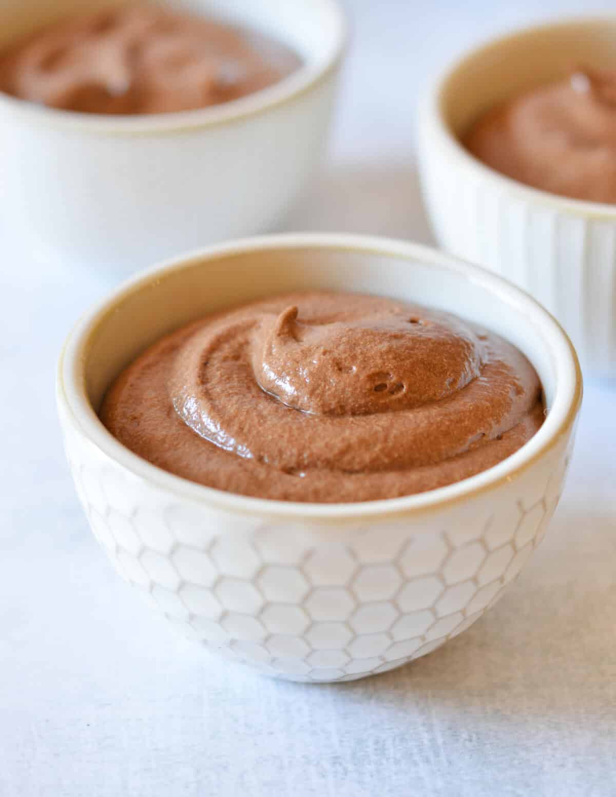 a small bowl of chocolate mousse.