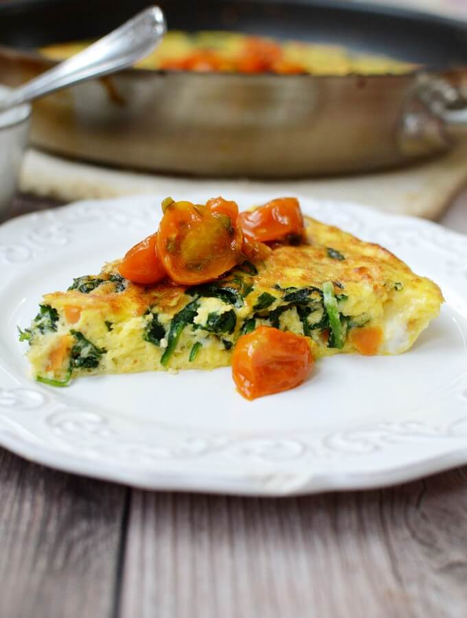 Spinach Frittata with Cherry Tomato Jam - caramel and cashews