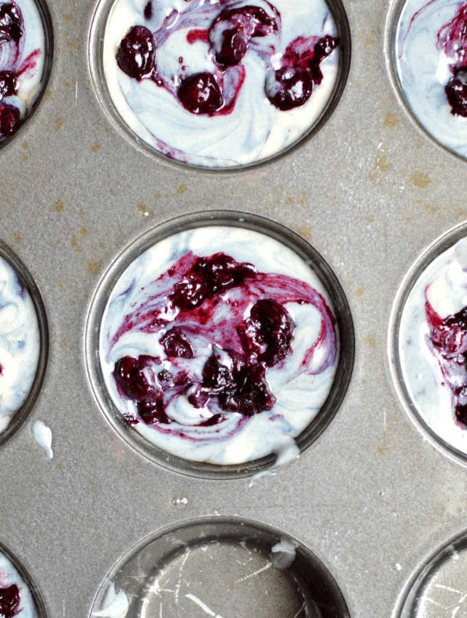 muffin batter in a pan