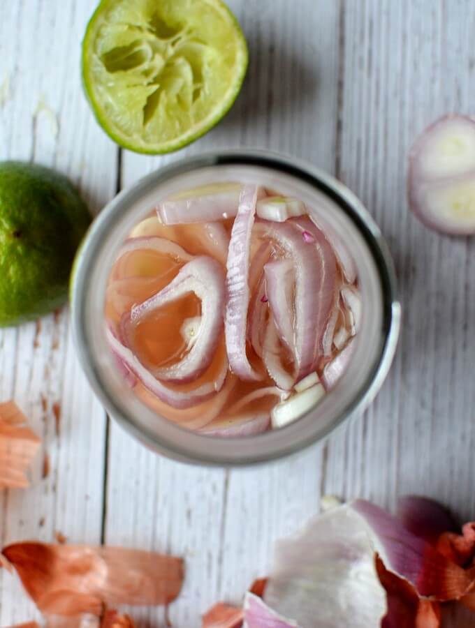 a jar of pickled shallots