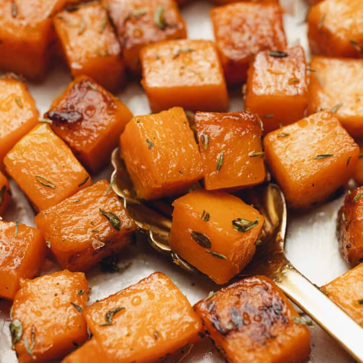 close up of sauteed butternut squash