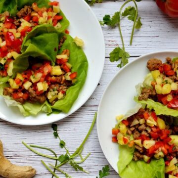 two plates of turkey lettuce wraps