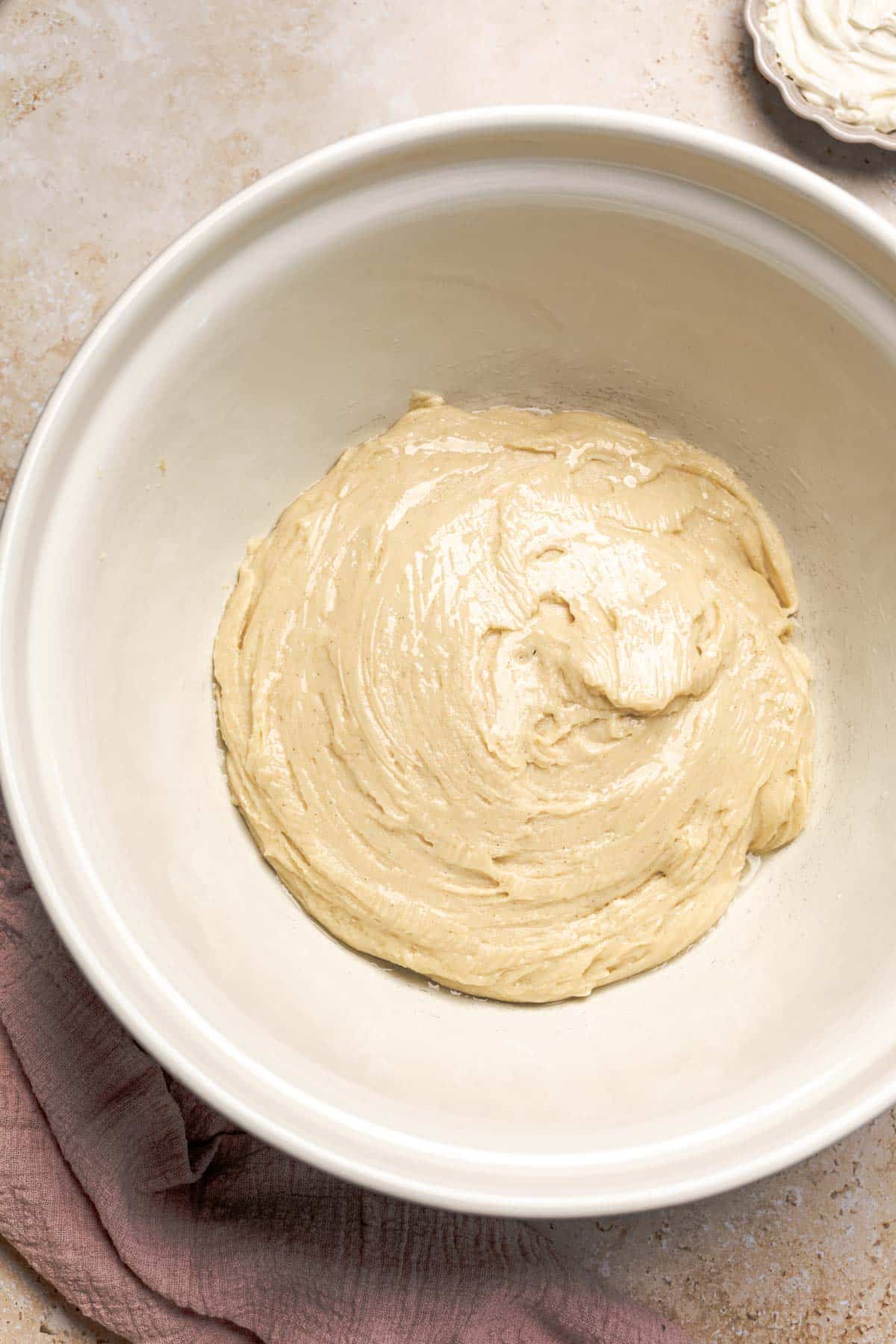 gluten free dough in a large bowl.