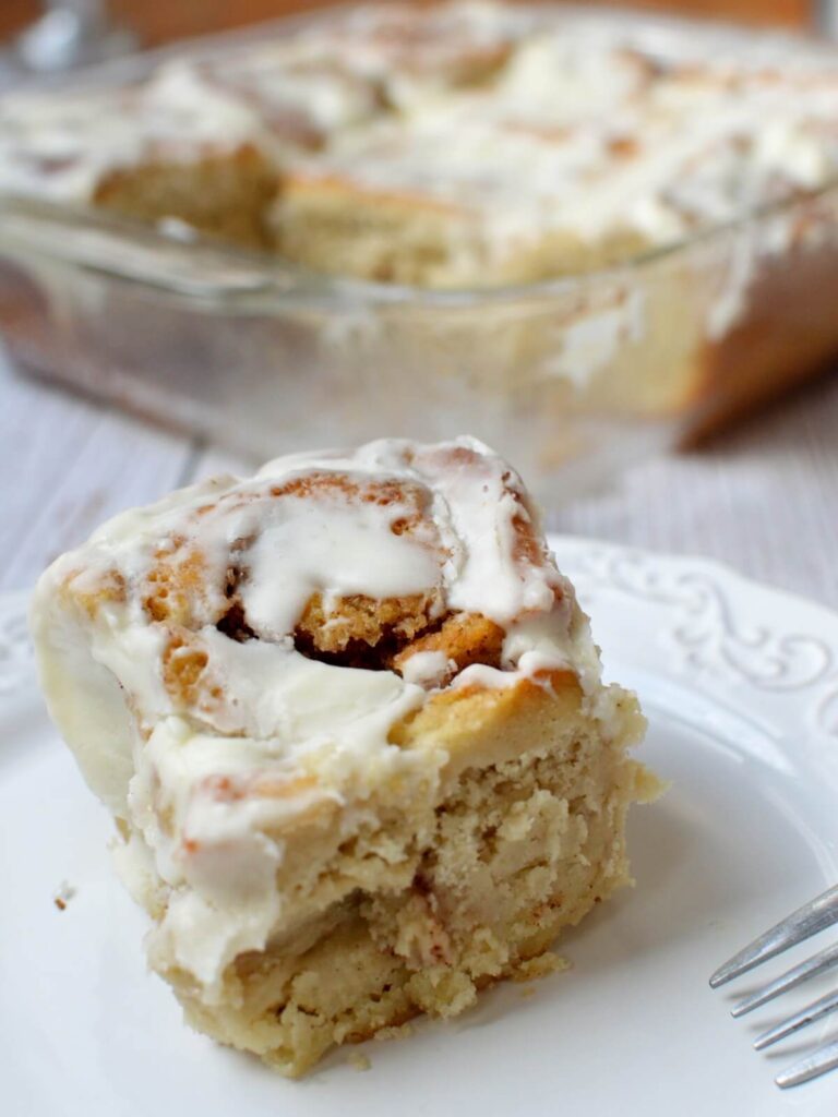 gluten free cinnamon roll on a plate