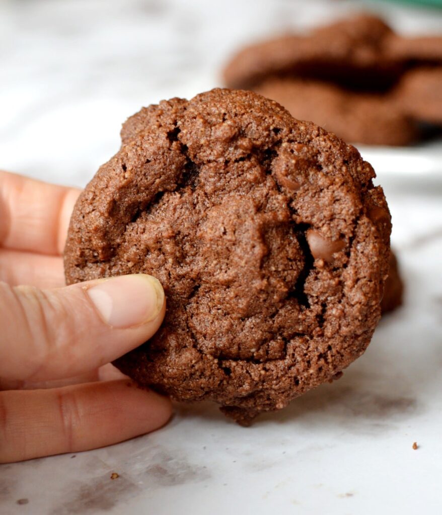 Chocolate Almond Flour Cookies caramel and cashews