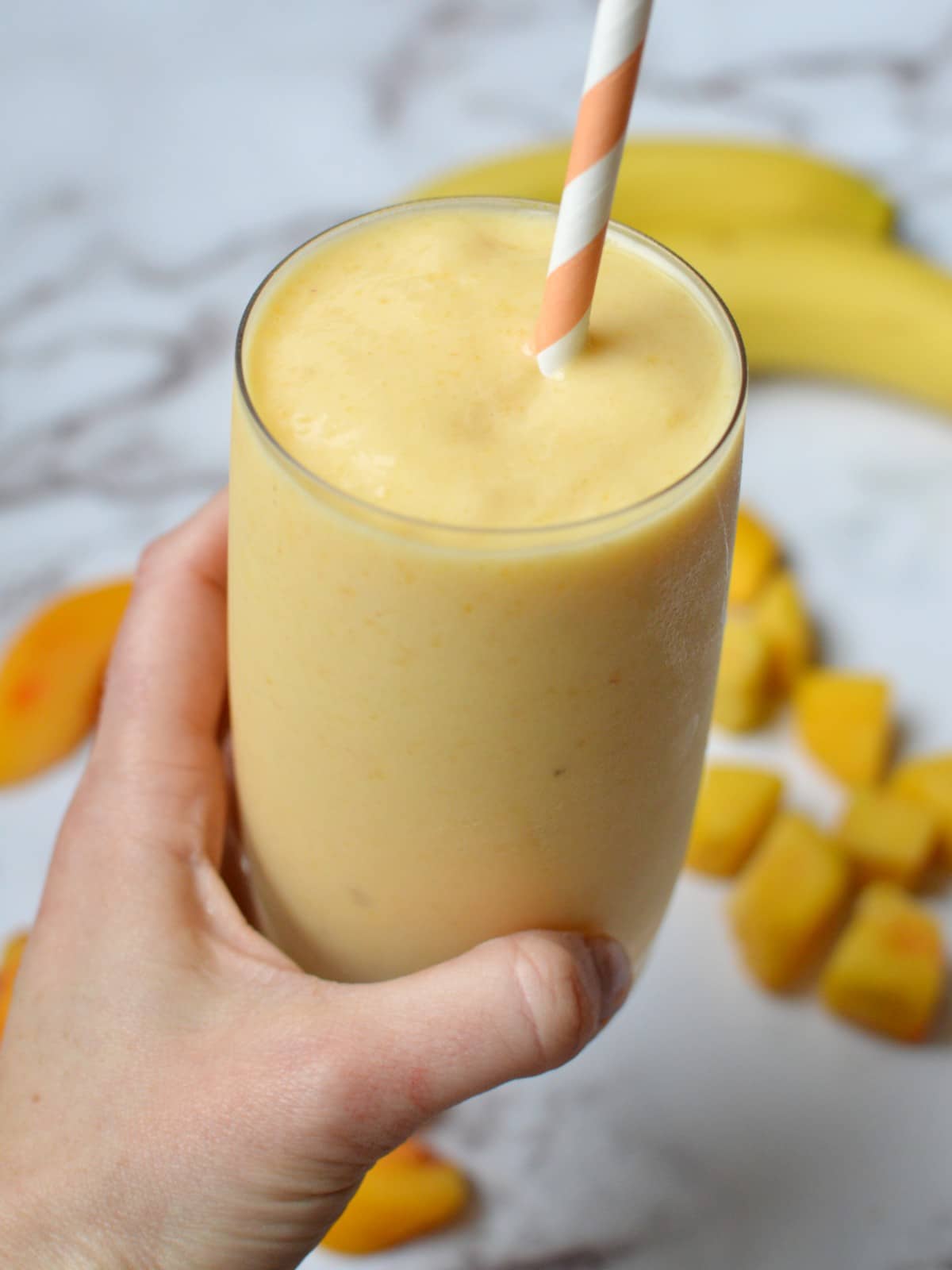 Banana Peach Smoothie caramel and cashews
