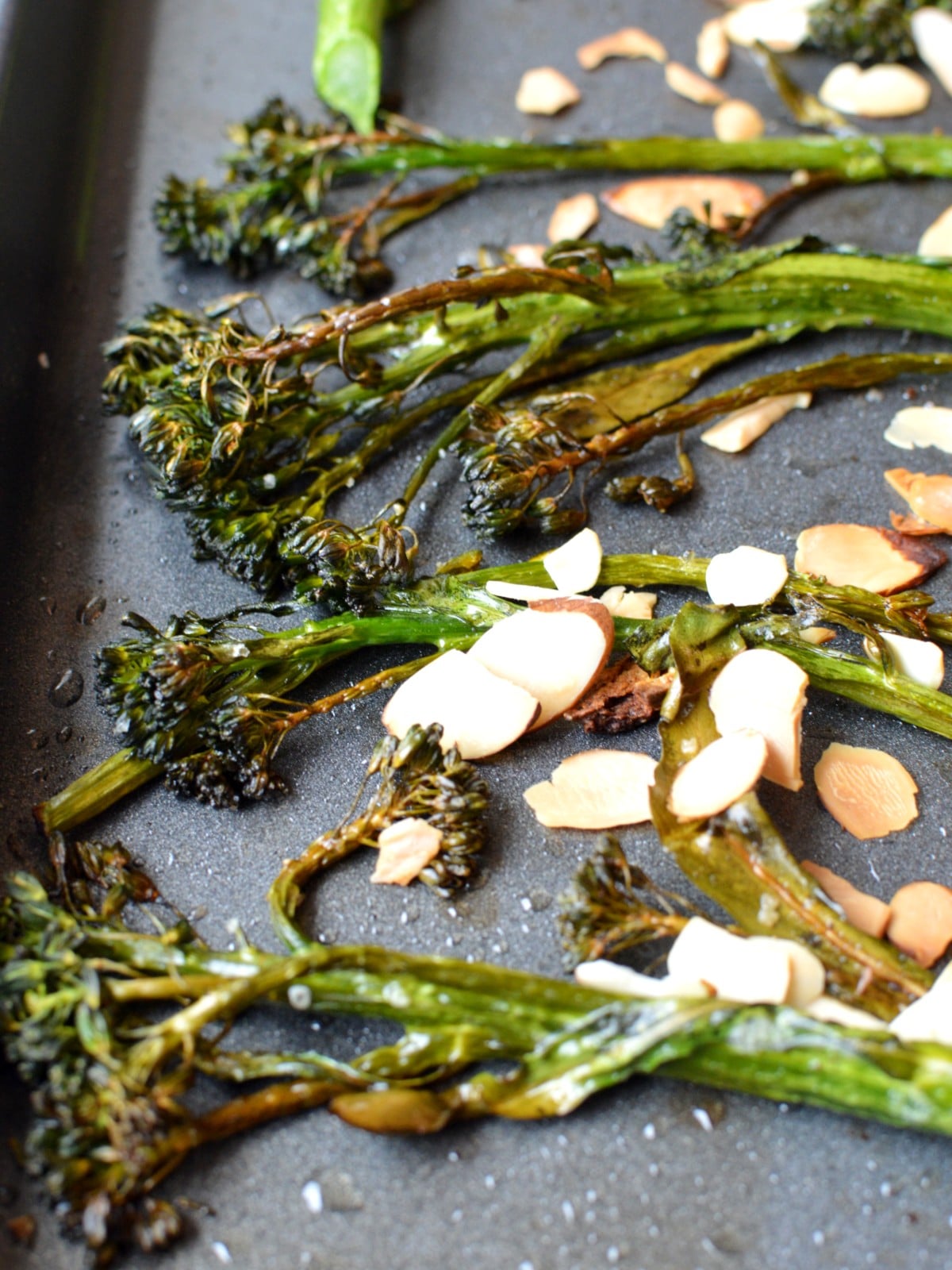 Roasted tenderstem broccoli with sliced almonds