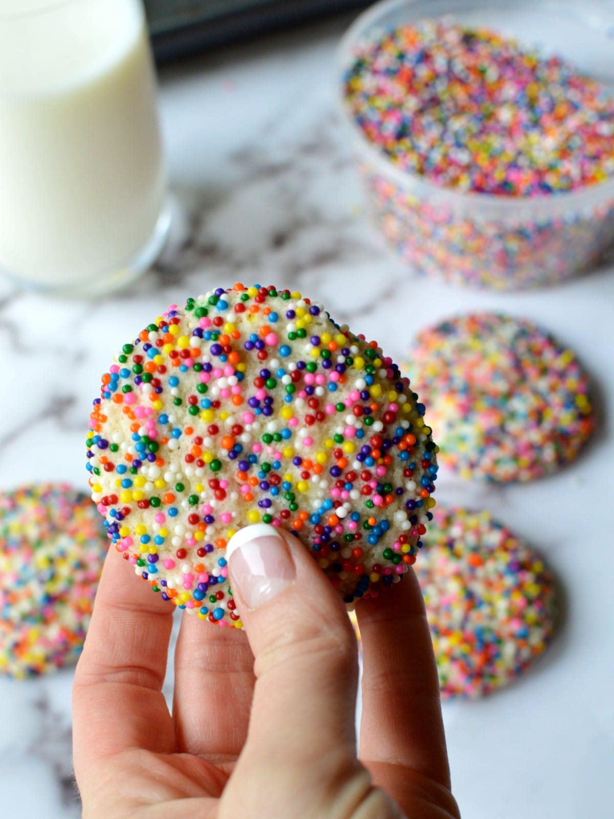 close up of a gluten free sprinkle cookie