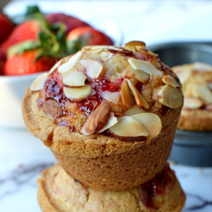 gluten free strawberry muffins stacked