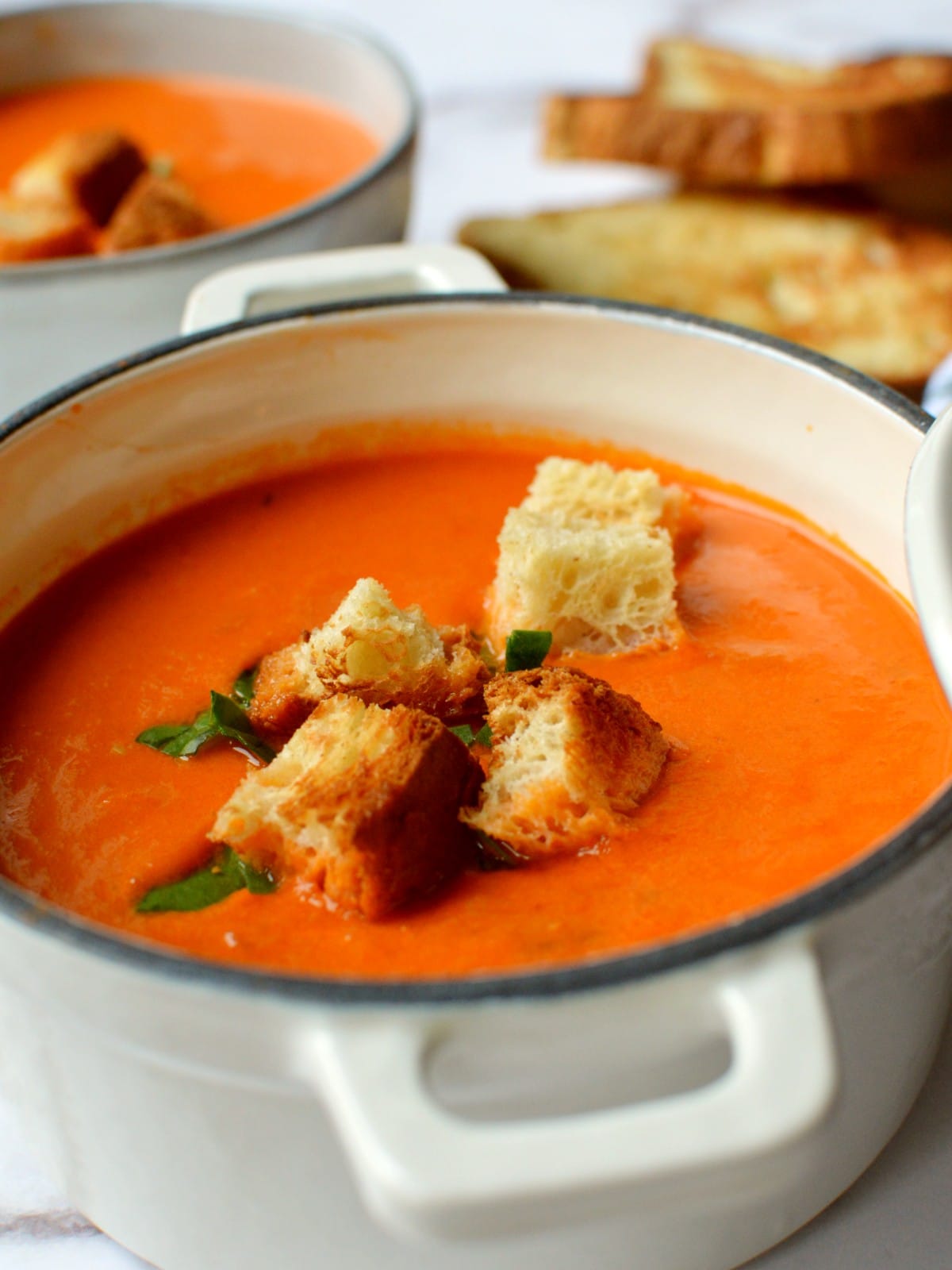 A close up of tomato soup