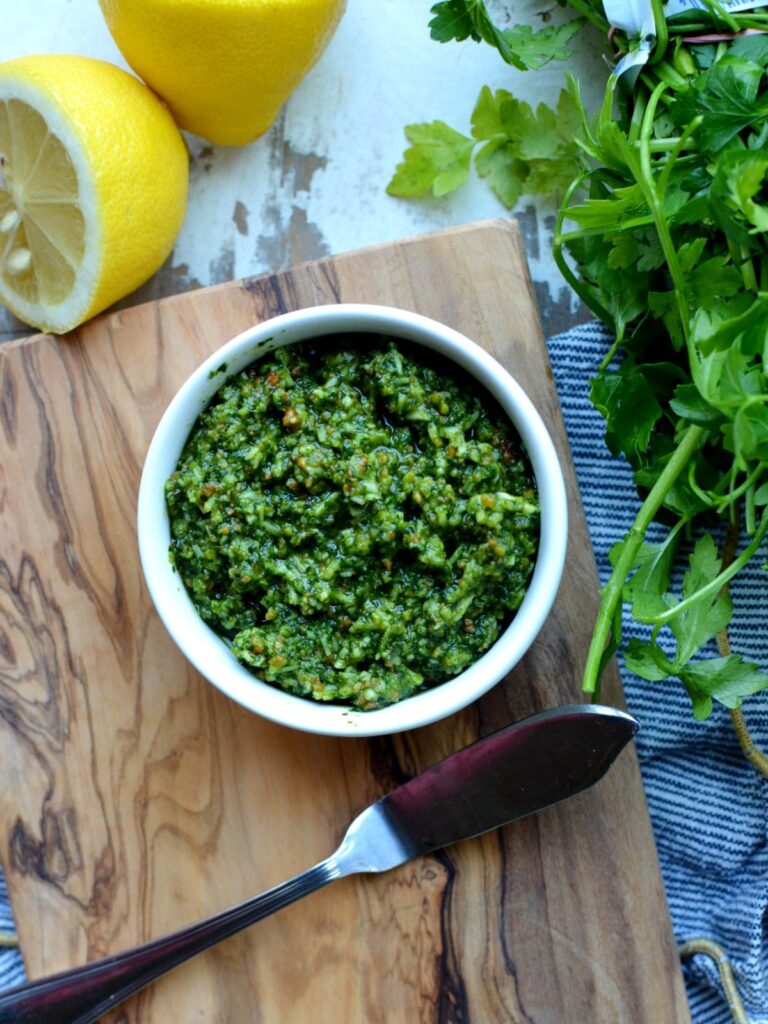 Cilantro Mint Pesto caramel and cashews