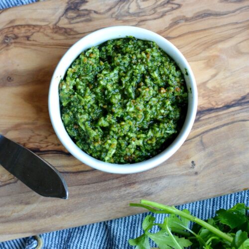 Cilantro Mint Pesto caramel and cashews