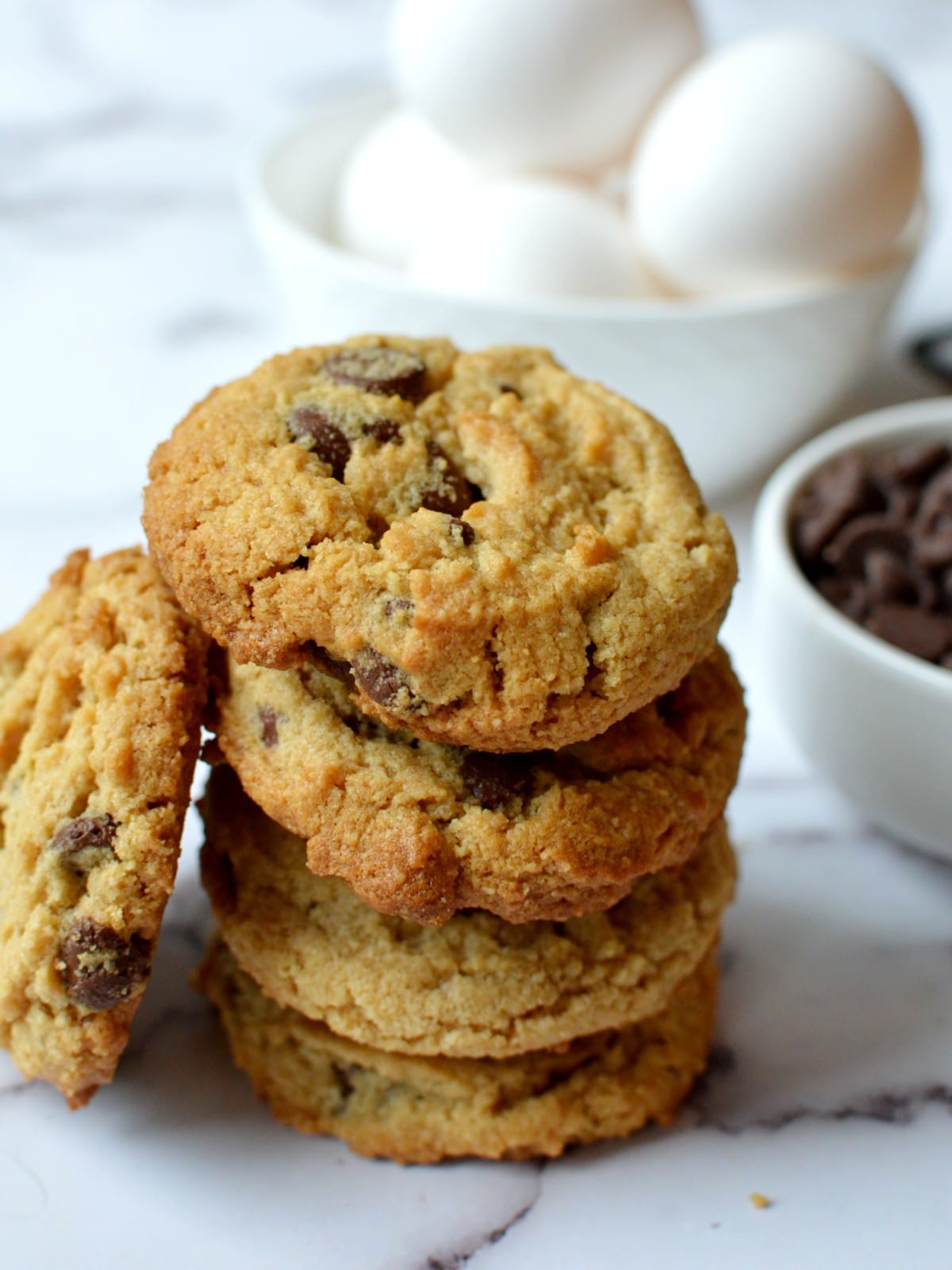 a stack of peanut butter cookies