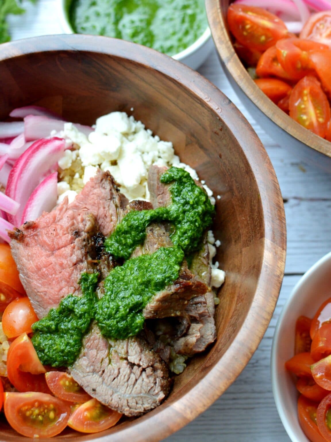 Chimichurri Steak Bowl caramel and cashews