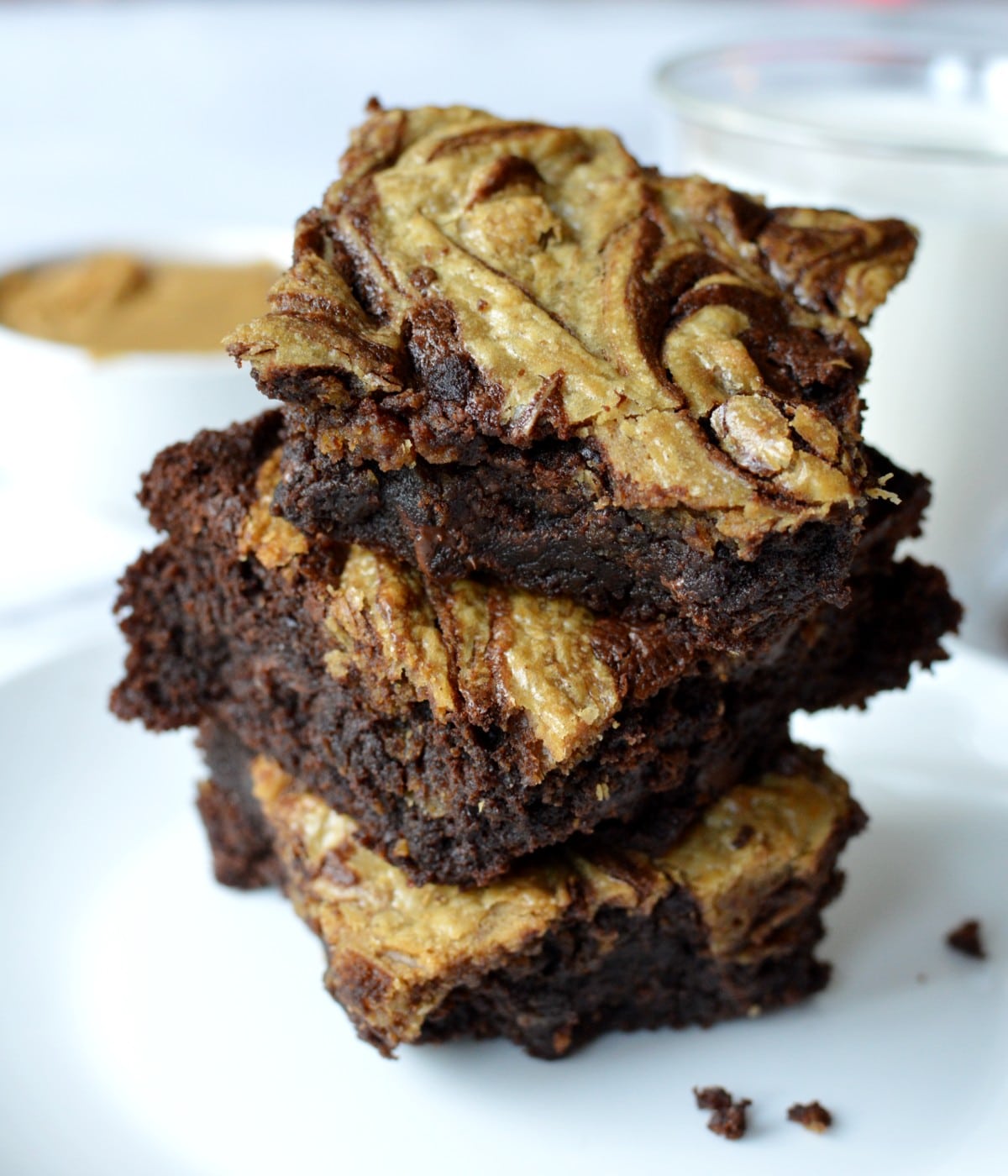 a stack of gluten free brownies
