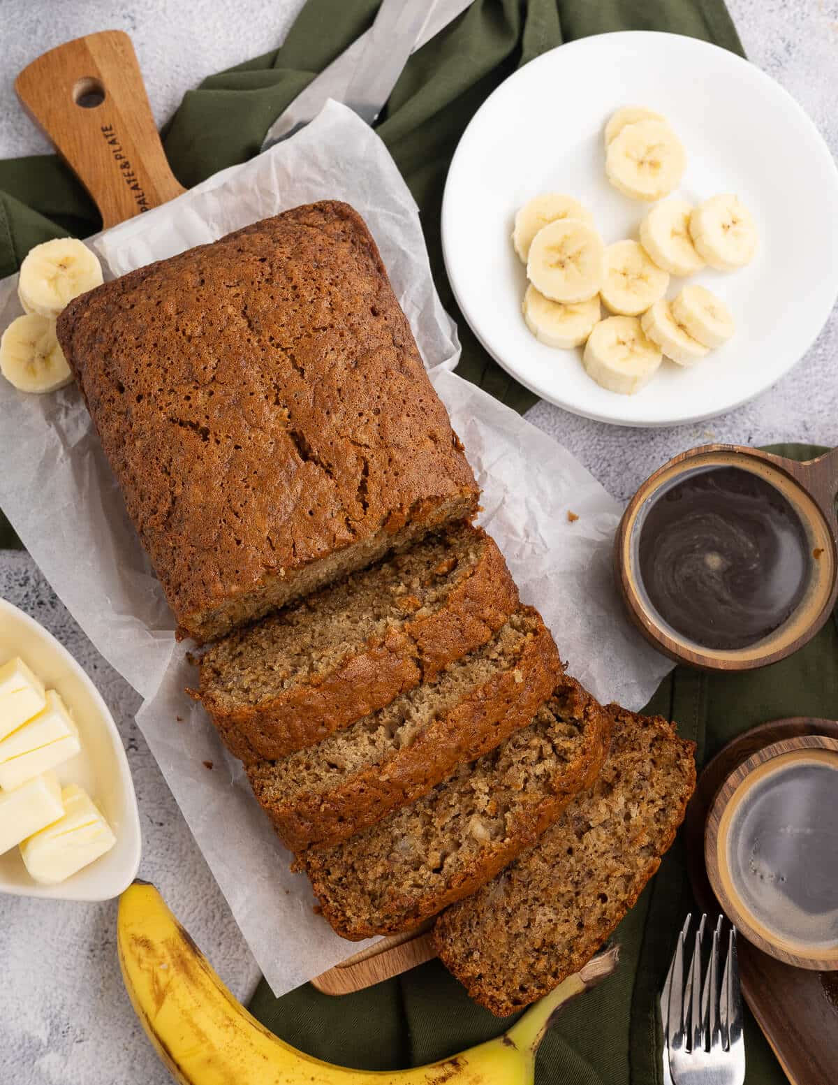 sliced gluten free banana bread