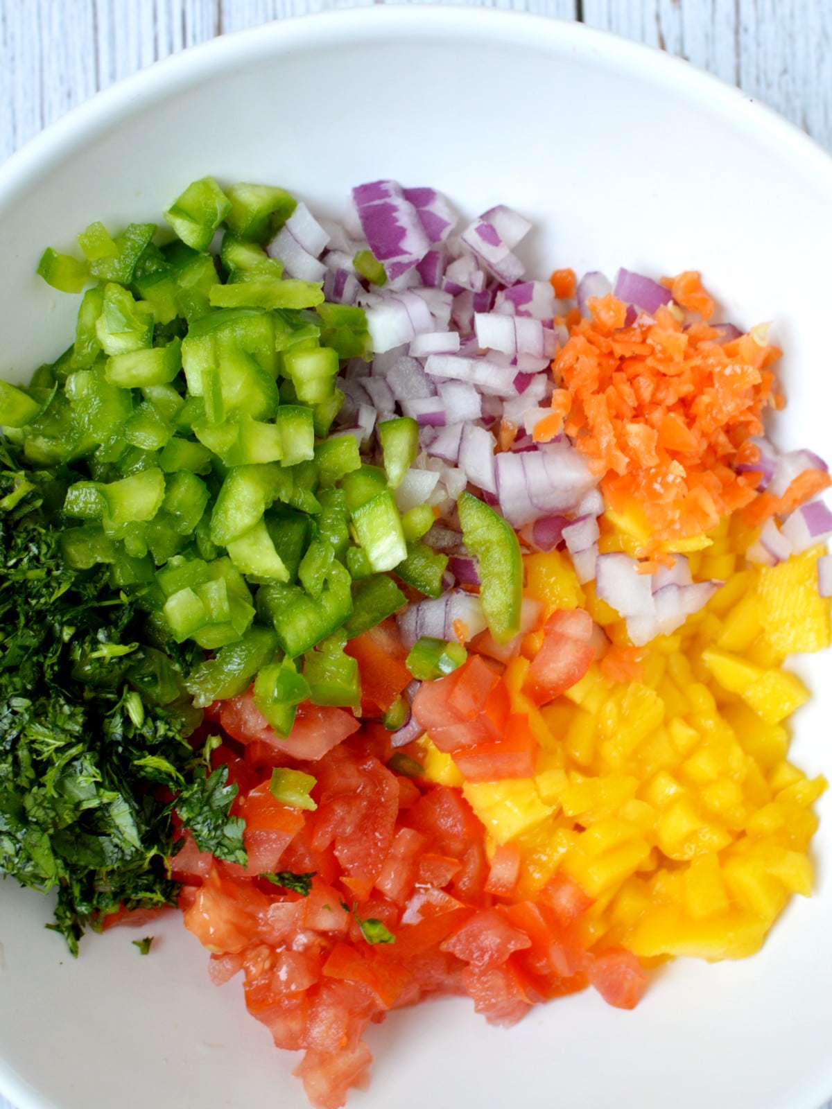 diced up vegetables and fruit