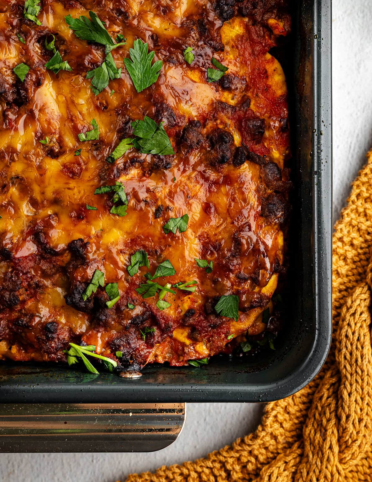 butternut squash lasagna in a baking dish