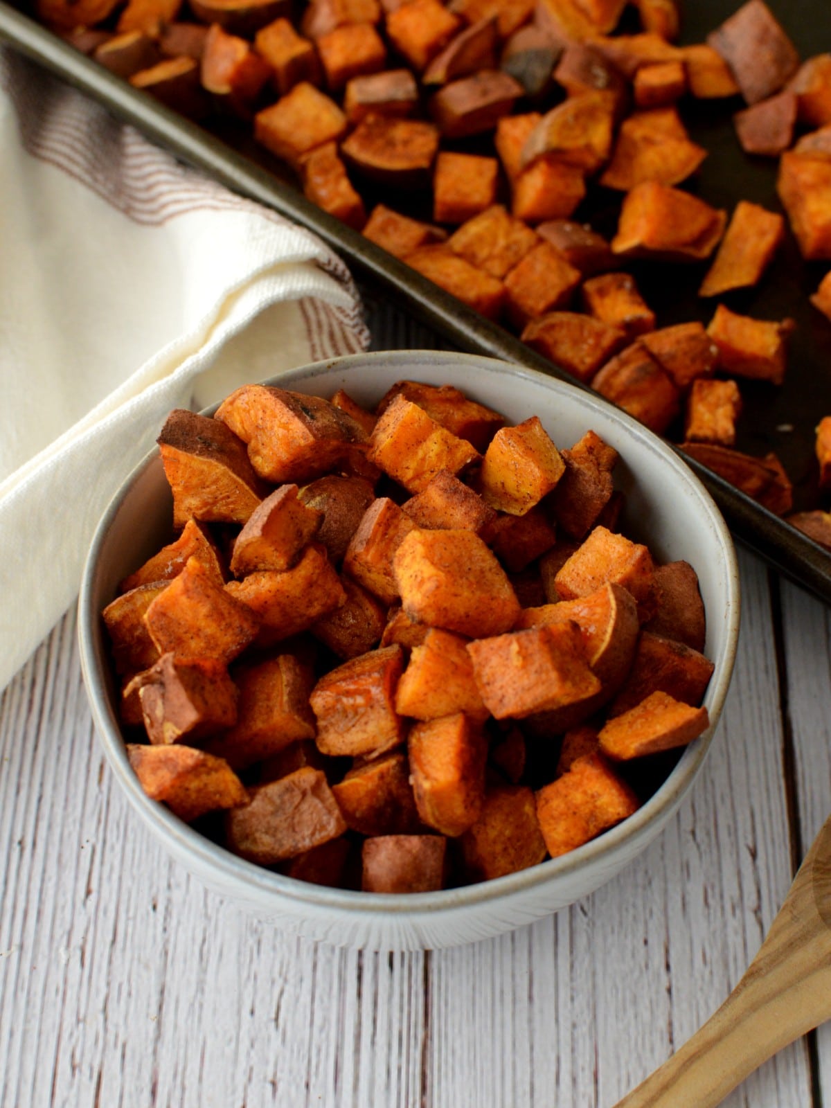 a bowl of roasted sweet potatoes