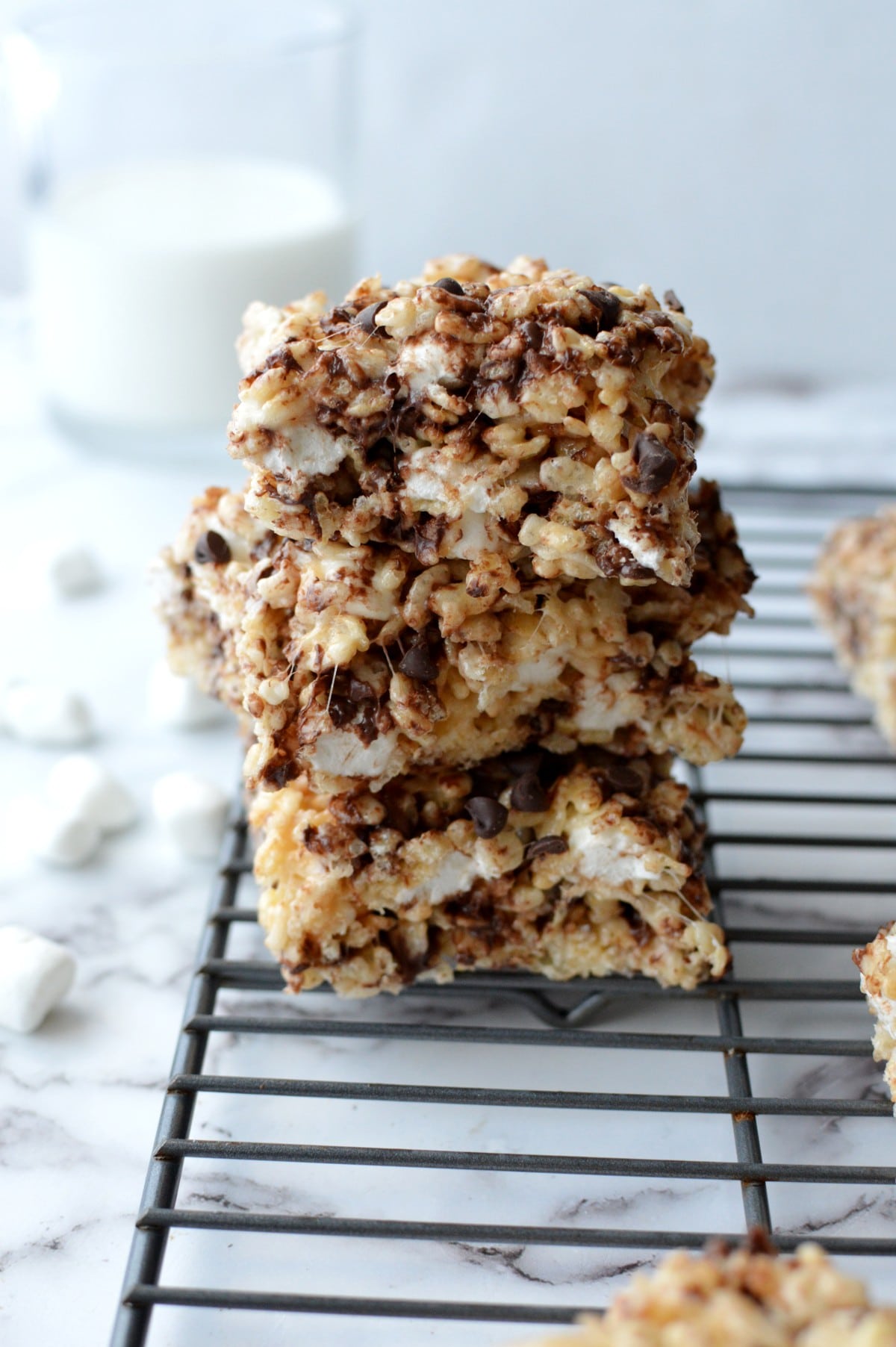 a stack of rice krispy treats.