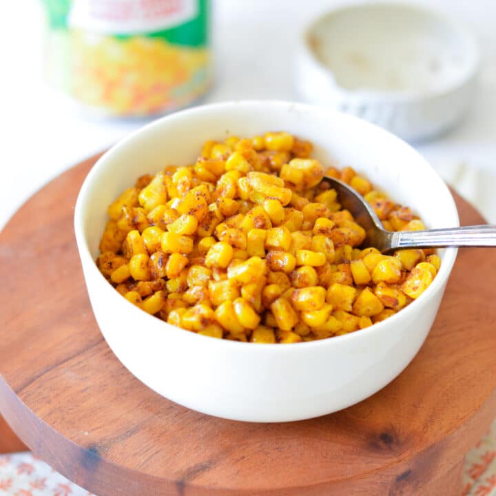 a bowl of caramelized corn.
