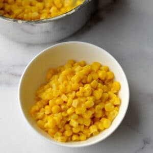 a bowl of canned corn