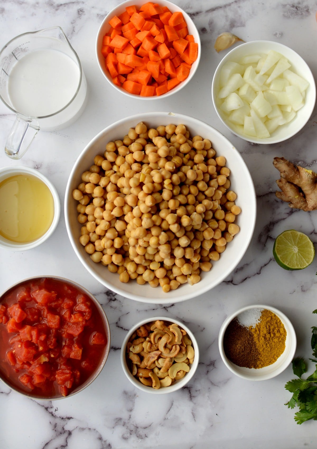 ingredients for chickpea curry