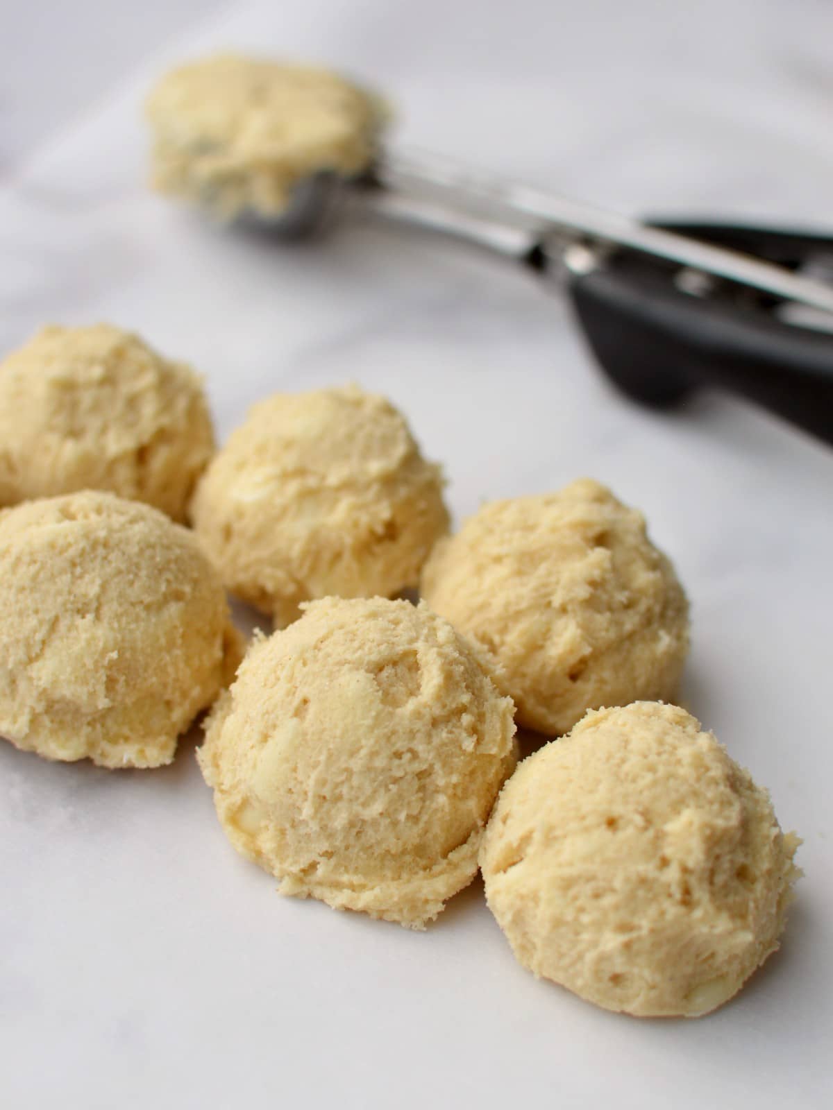 scooped cookie dough balls