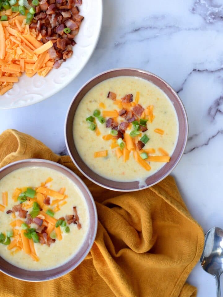 Gluten Free Potato Soup - caramel and cashews