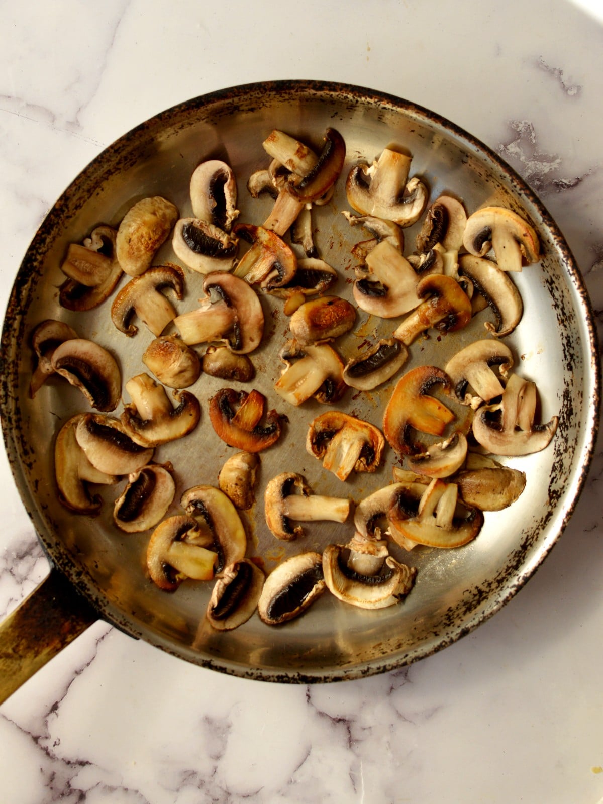 caramelized mushrooms in a pan