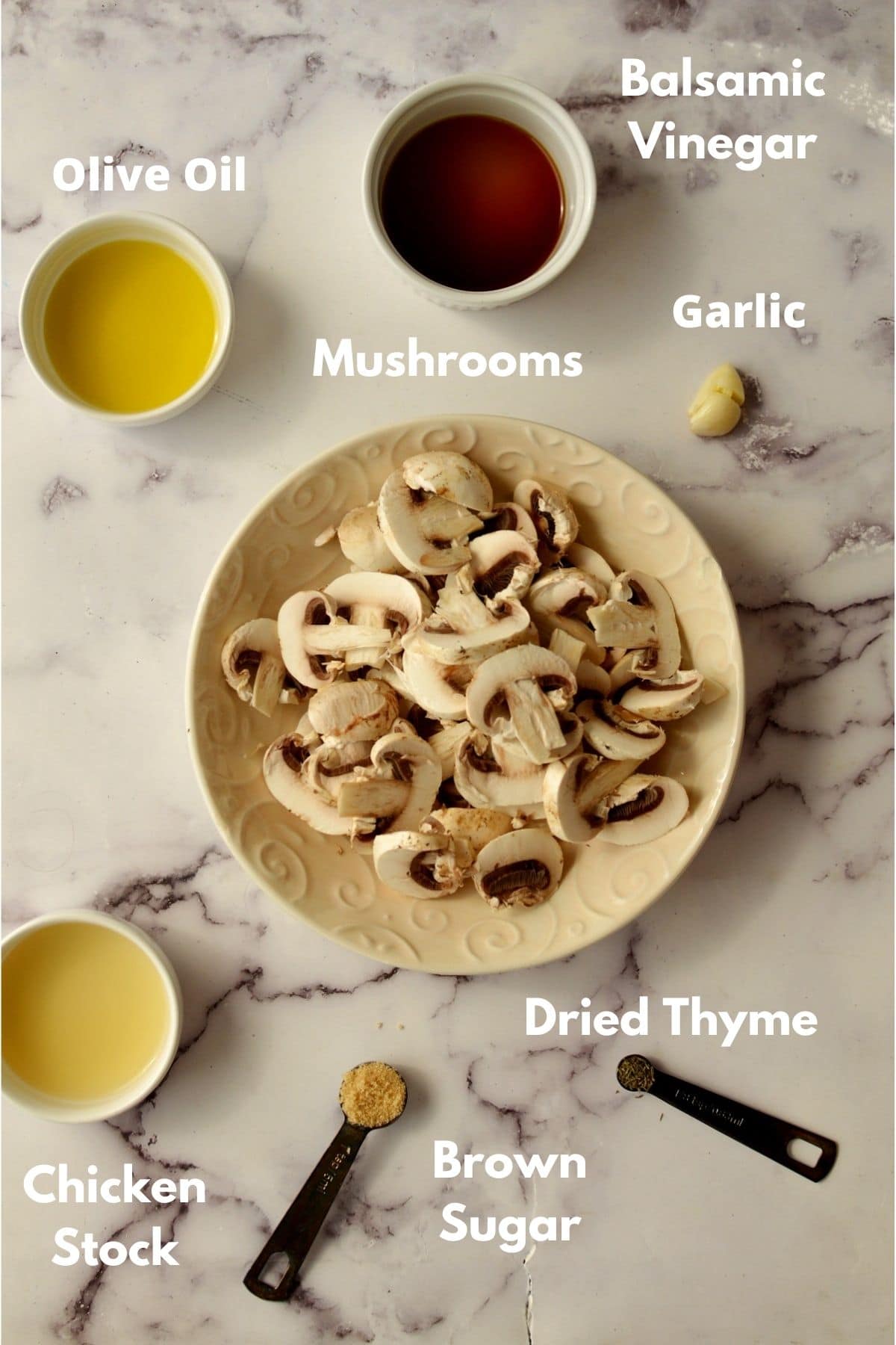 ingredients for caramelized mushrooms