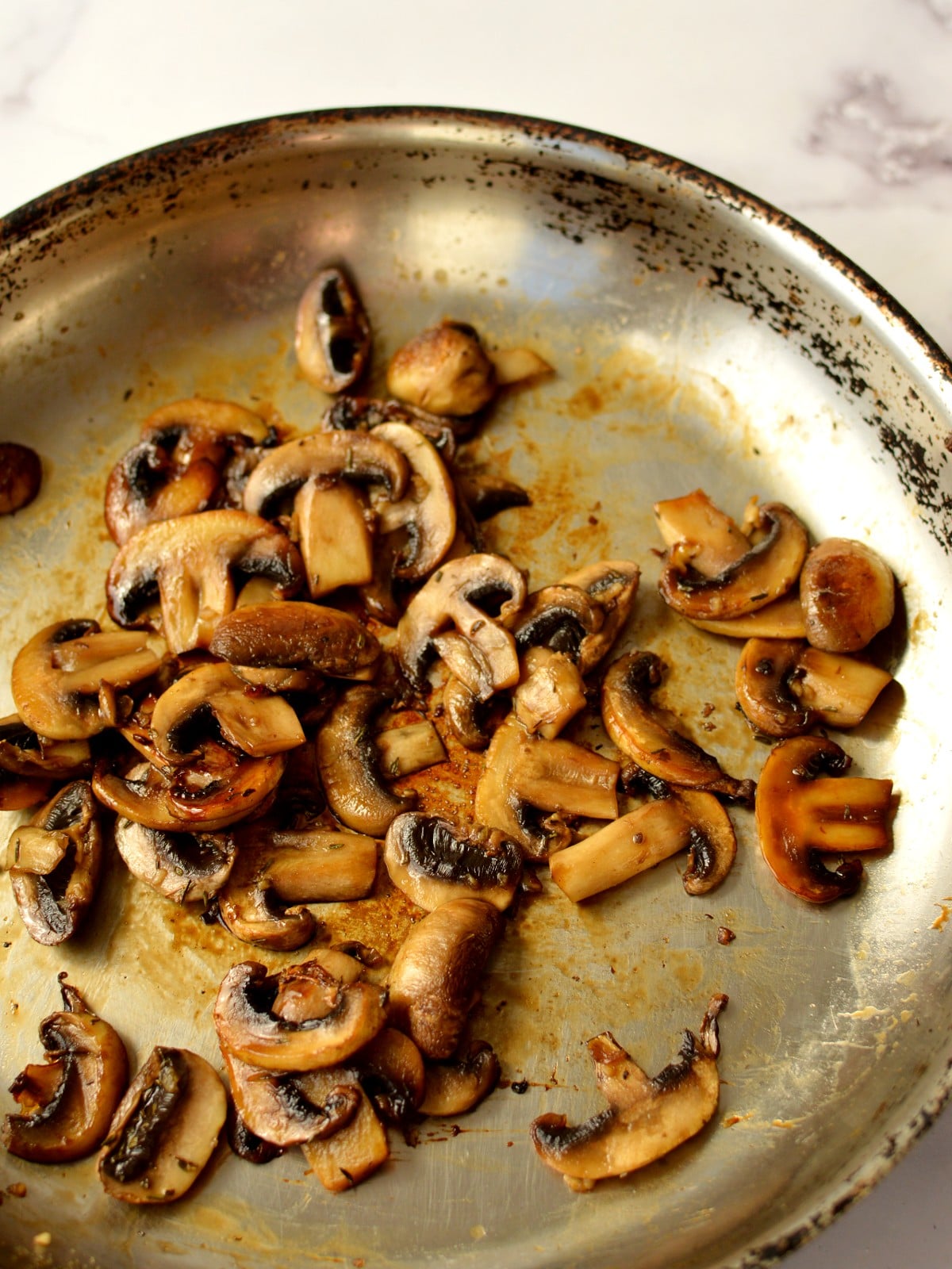 a pan of candied mushrooms