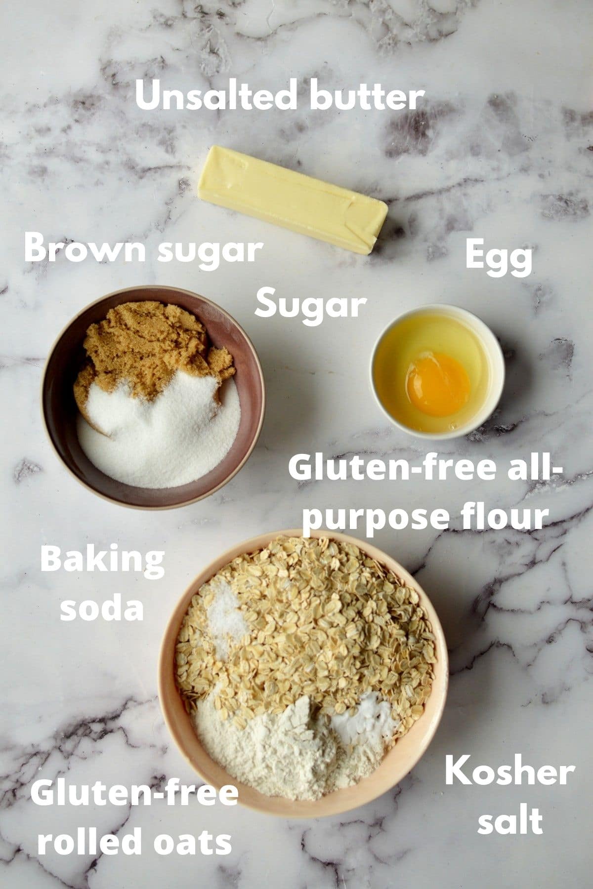 ingredients for gluten free oatmeal cookies