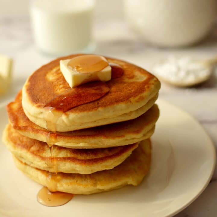 Fluffy Gluten Free Pancakes - caramel and cashews