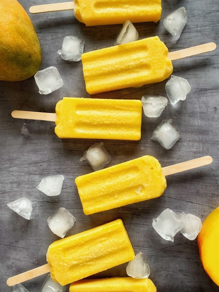 mango popsicles and ice