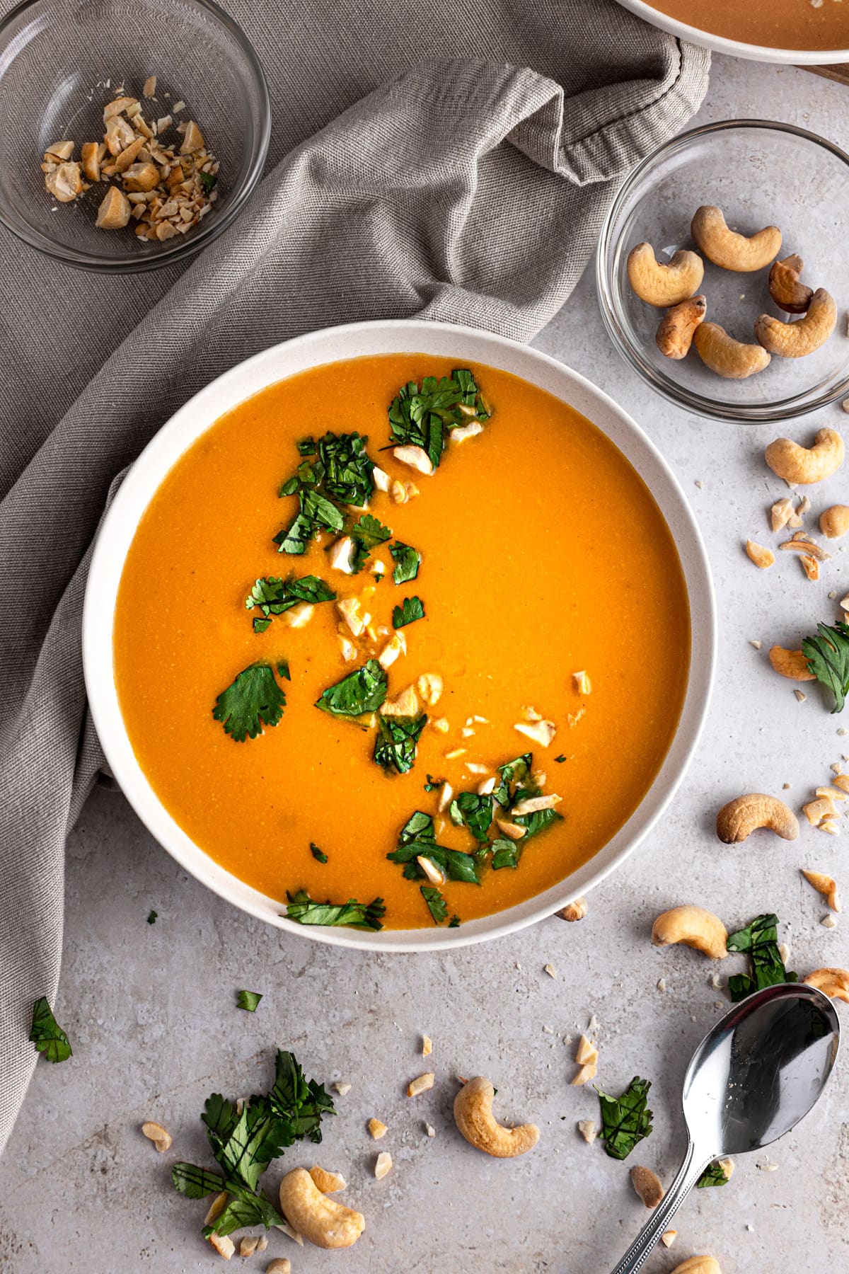 a bowl of carrot ginger soup