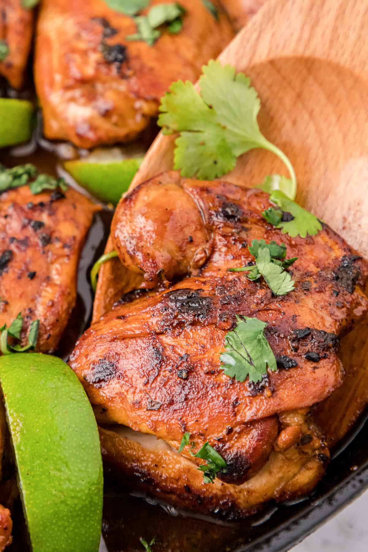 close up of cilantro lime chicken