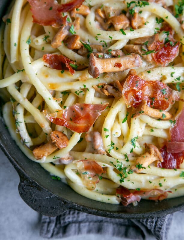 pasta with prosciutto and mushrooms