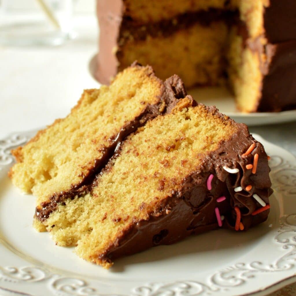 Gluten Free & Dairy Free Yellow Cake - caramel and cashews