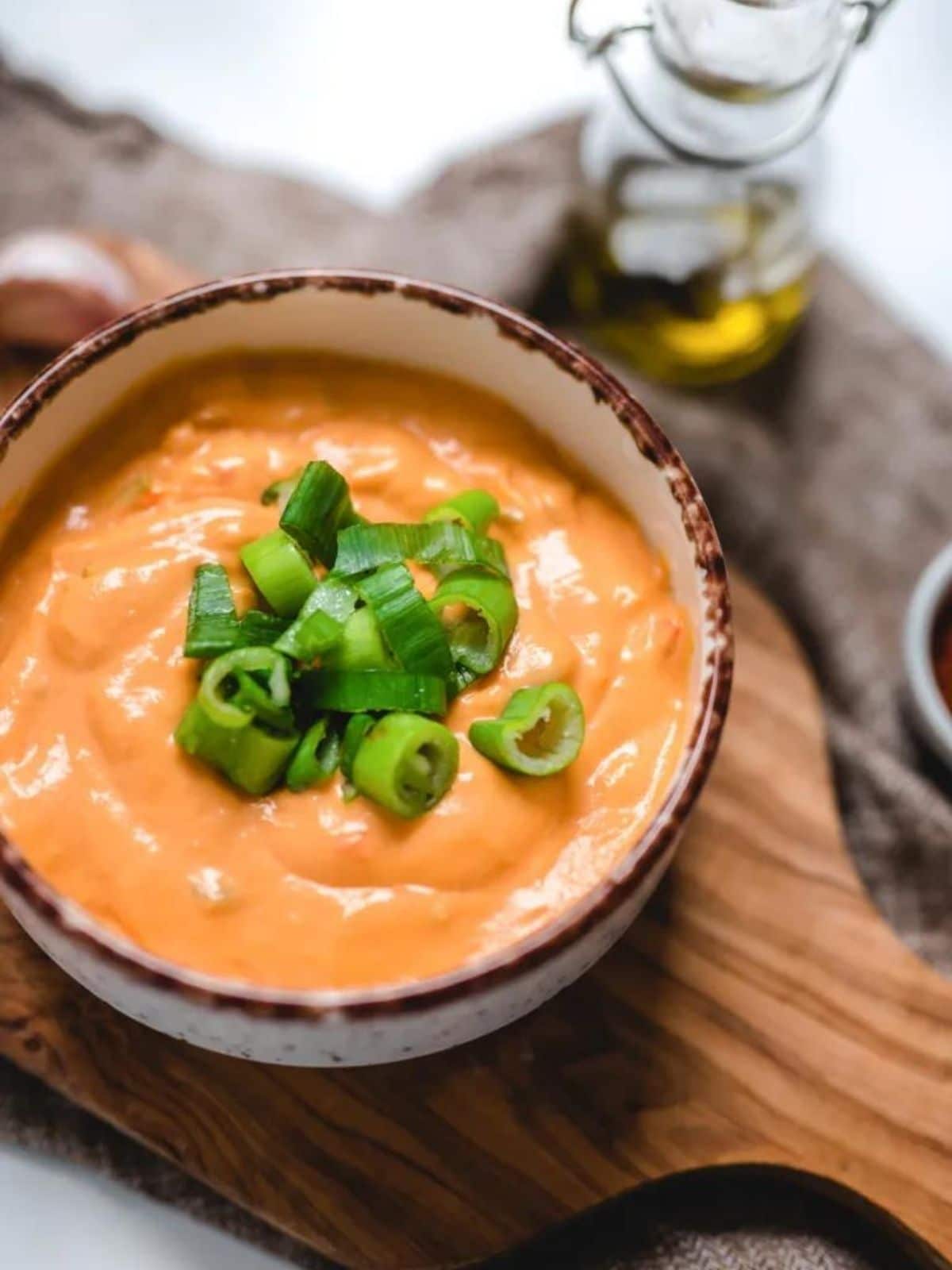 a bowl of vegan queso