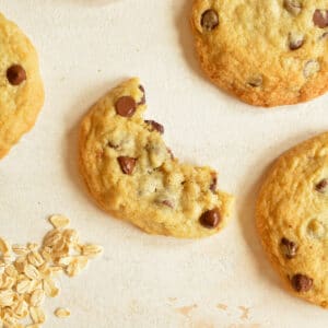 a bite out of a dairy free chocolate chip cookie