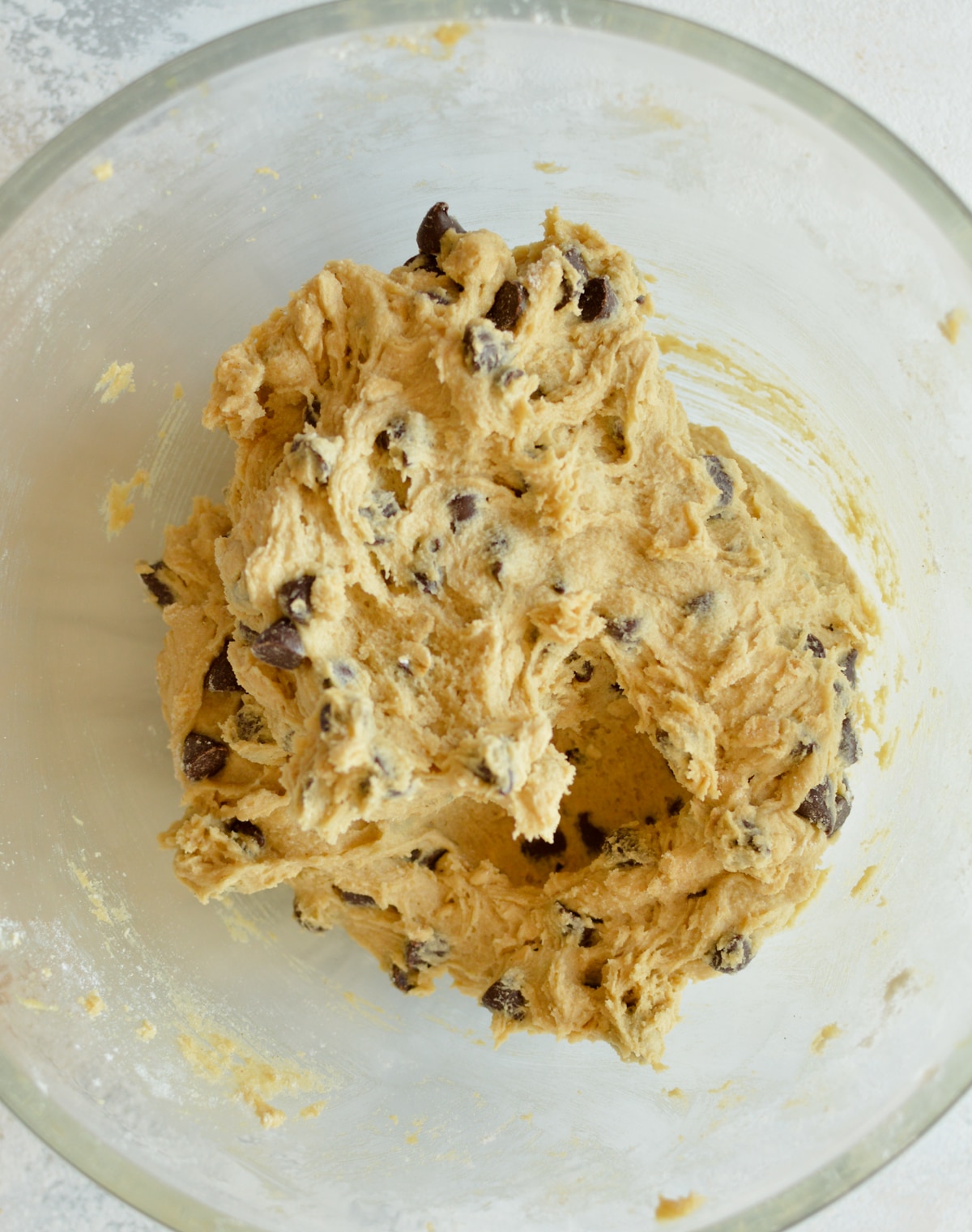 a bowl of gluten free chocolate chip cookie dough