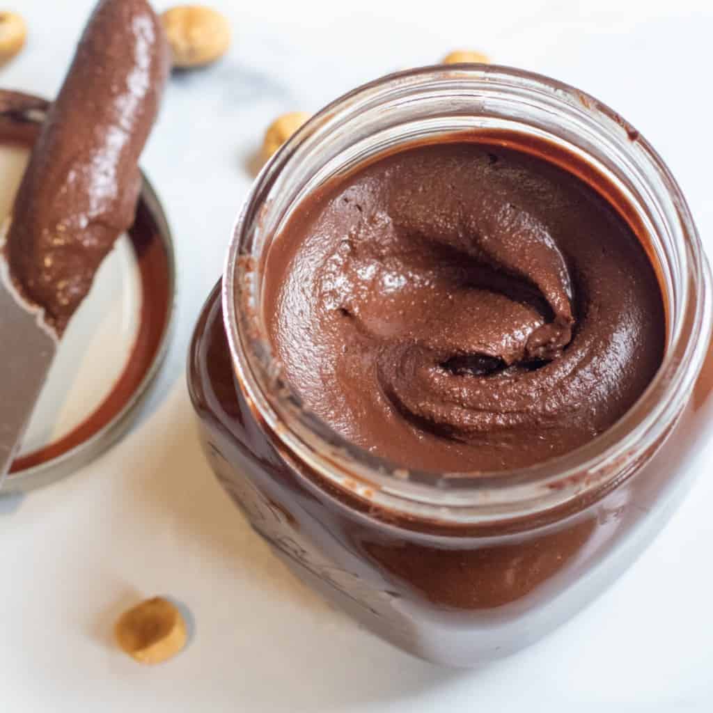 a jar of homemade nutella