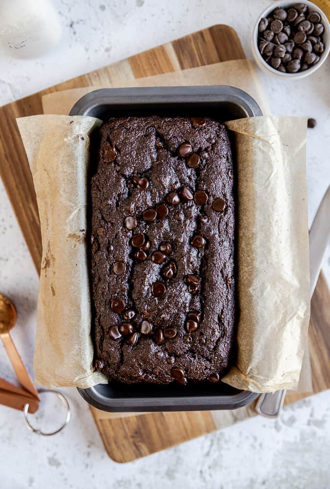 a loaf of paleo chocolate bread