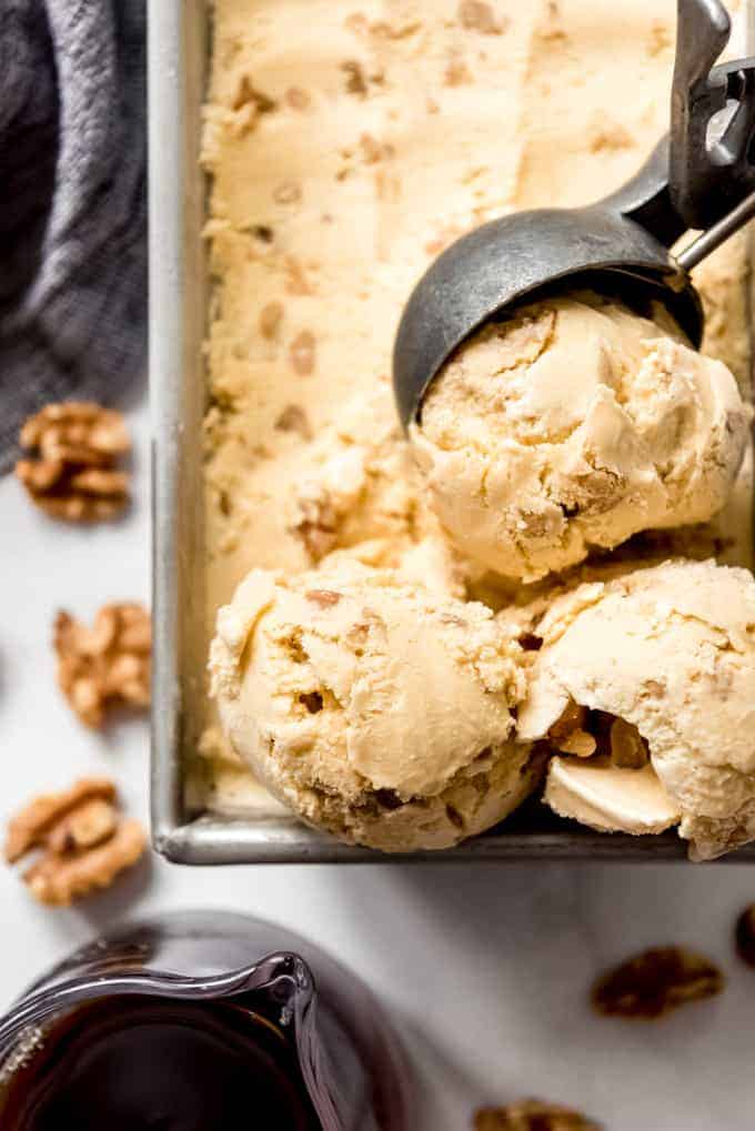 a scoop of maple walnut ice cream
